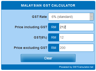 Malaysian GST calculator - gstcalculator.net